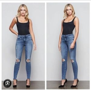 ❤️ NWOT! GOOD AMERICAN GOOD LEGS FRAY HEM DISTRESSED SKINNY JEANS, 2 (26)